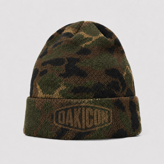 Oakicon Classic Woodland Personalized Name Camo Cuffed Beanie, Oakicon Camo Cuffed Beanie