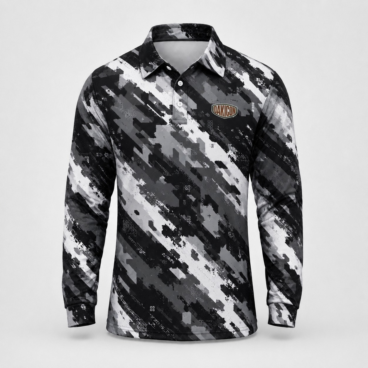 Oakicon Urban Digital Brush Personalized Name Camo Polo Long-sleeve, Oakicon Camo Polo Long-sleeve