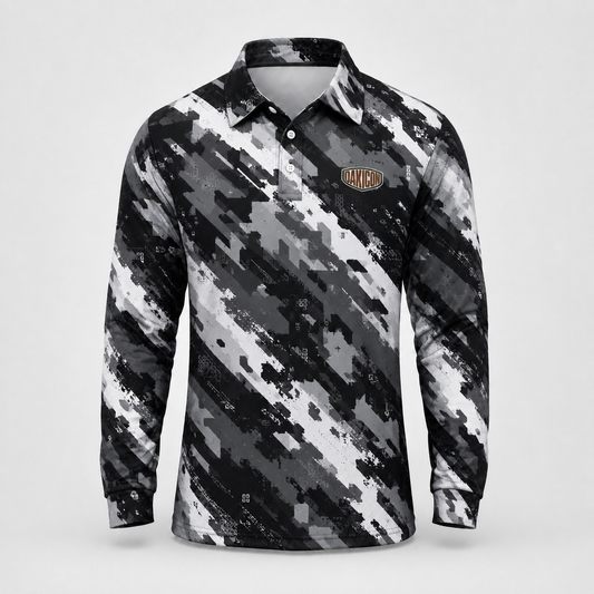 Oakicon Urban Digital Brush Personalized Name Camo Polo Long-sleeve, Oakicon Camo Polo Long-sleeve
