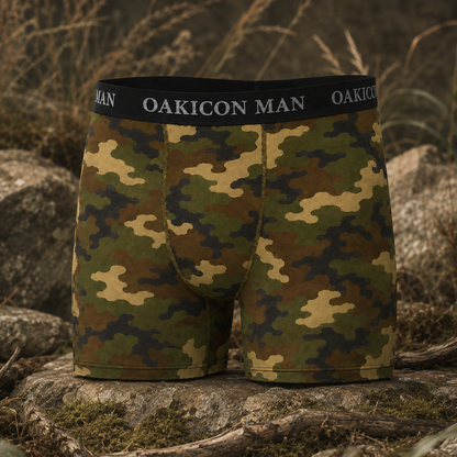 Oakicon Classic Woodland Personalized Name Camo Boxer Briefs, Oakicon Camo Boxer Briefs