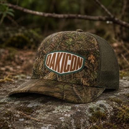 Oakicon Realistic Forest Personalized Name Camo Trucker Hat, Oakicon Camo Trucker Hat