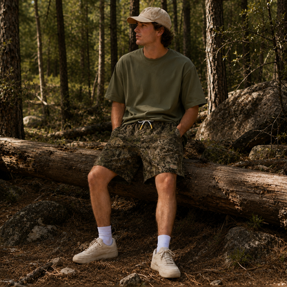 Oakicon Dark Marsh Personalized Name Camo Swim Trunks, Oakicon Camo Swim Trunks