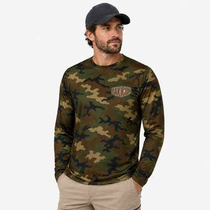 Oakicon Classic Woodland Personalized Name Camo Long-sleeve, Oakicon Camo Long-sleeve