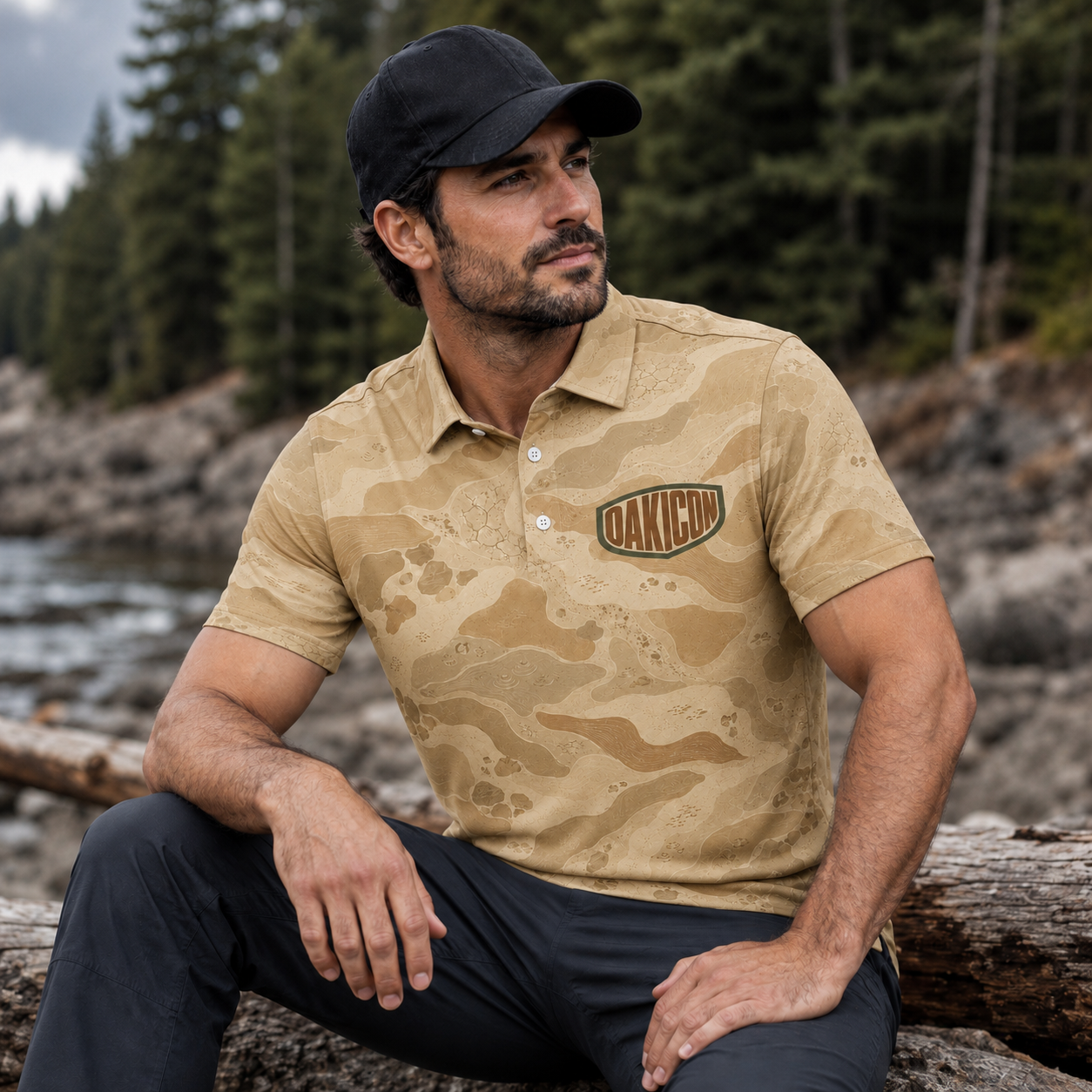 Oakicon Desert Sand Personalized Name Camo Polo Shirt, Oakicon Camo Polo Shirt