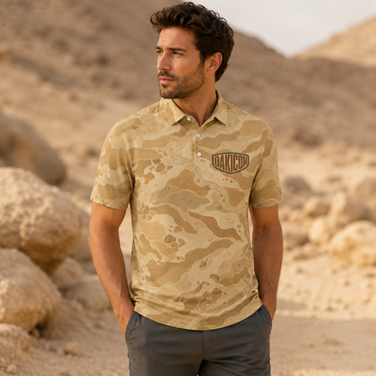 Oakicon Desert Sand Personalized Name Camo Polo Shirt, Oakicon Camo Polo Shirt