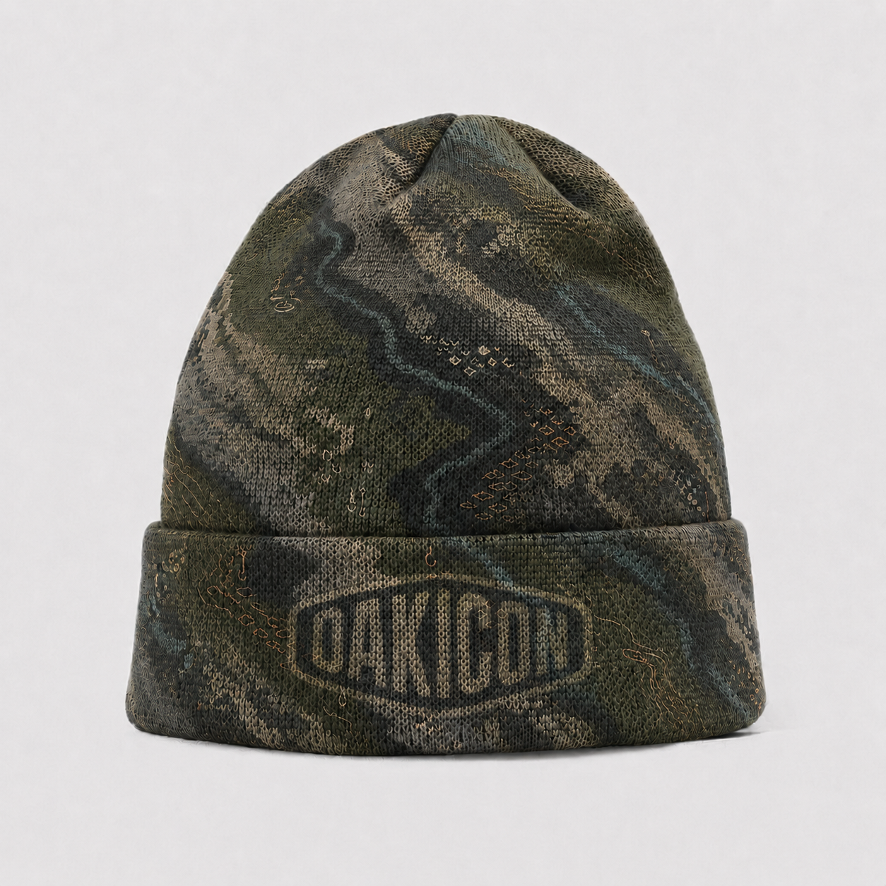 Oakicon Dark Forest Personalized Name Camo Cuffed Beanie, Oakicon Camo Cuffed Beanie