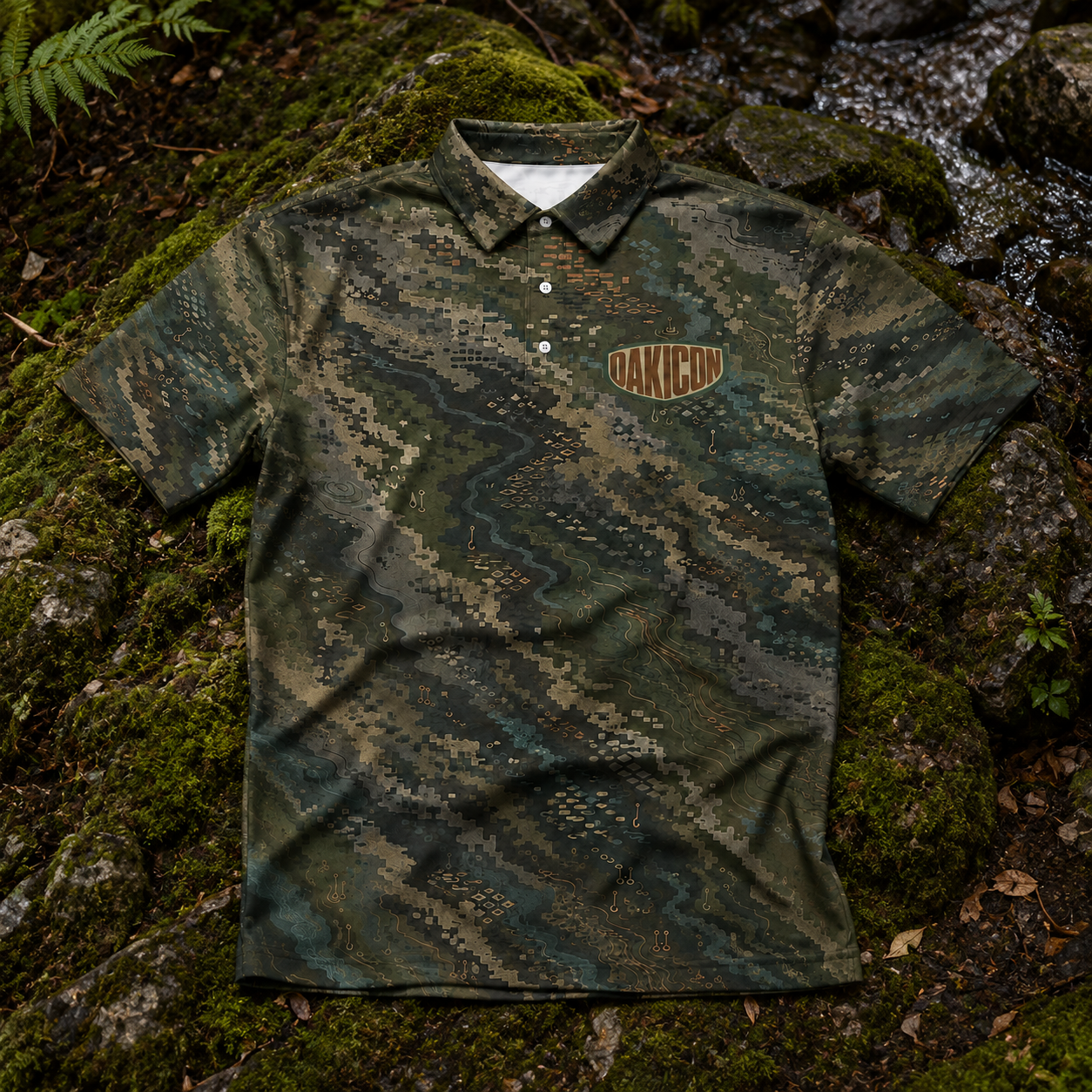 Oakicon Dark Forest Personalized Name Camo Polo Shirt, Oakicon Camo Polo Shirt