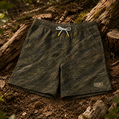Oakicon Dark Marsh Personalized Name Camo Swim Trunks, Oakicon Camo Swim Trunks