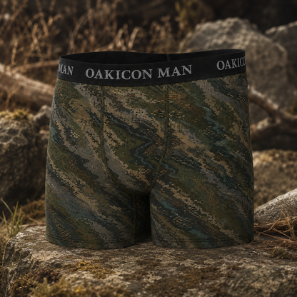 Oakicon Dark Forest Personalized Name Camo Boxer Briefs, Oakicon Camo Boxer Briefs
