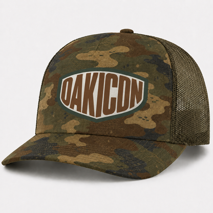 Oakicon Dark Frogskin Personalized Name Camo Trucker Hat, Oakicon Camo Trucker Hat