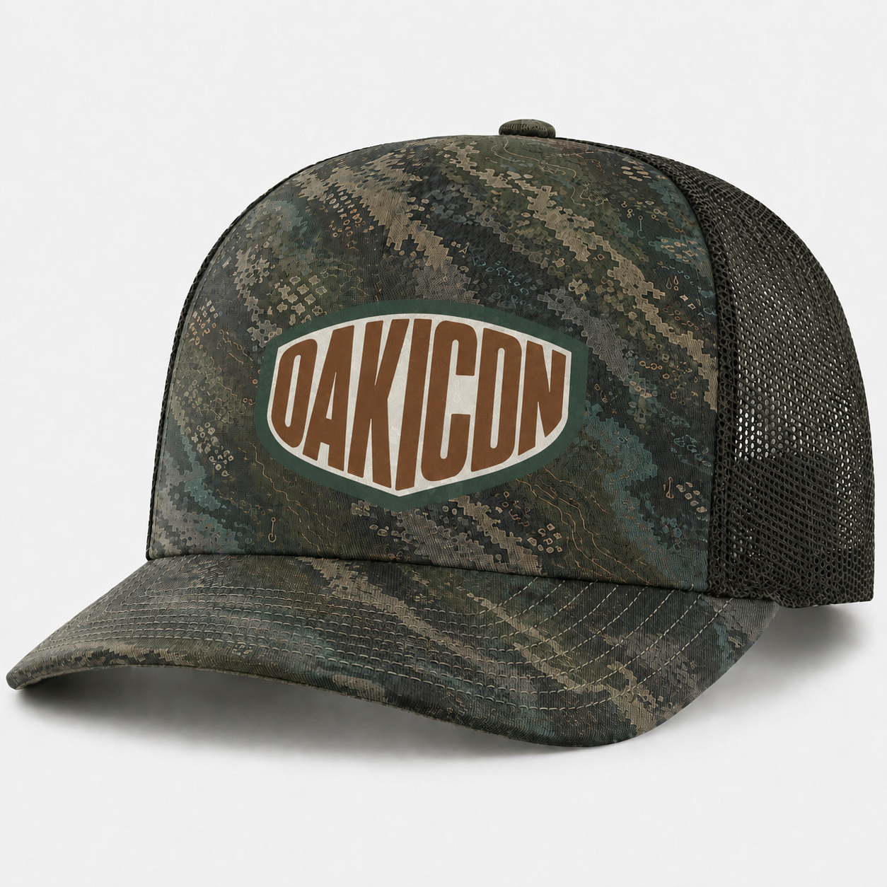 Oakicon Dark Forest Personalized Name Camo Trucker Hat, Oakicon Camo Trucker Hat