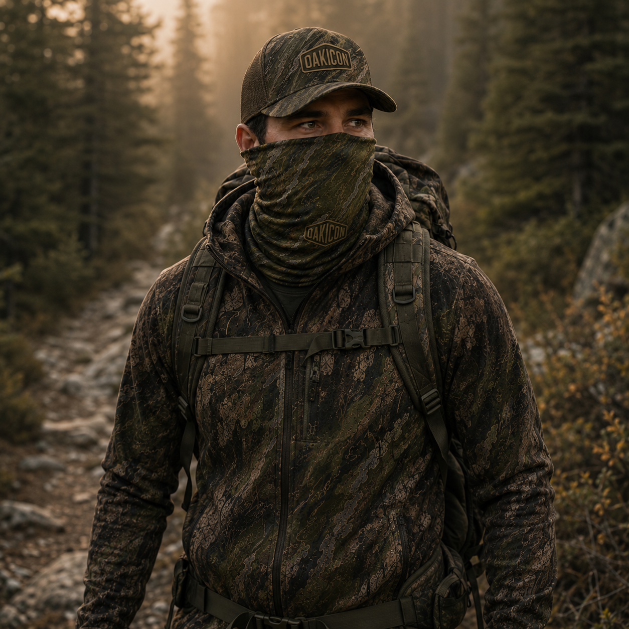 Oakicon Dark Olive Brush Personalized Name Camo Neck Gaiter, Oakicon Camo Neck Gaiter