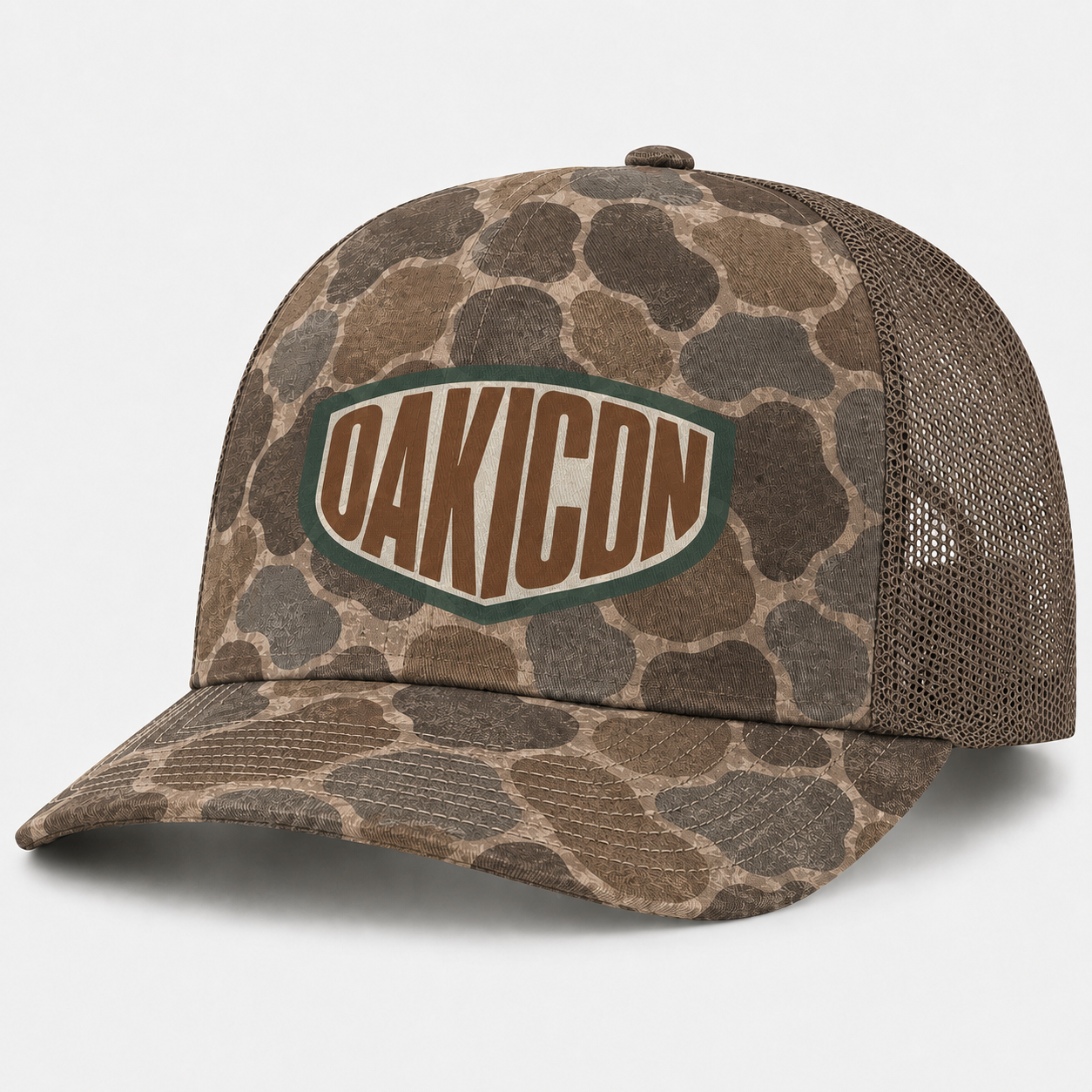Oakicon Duck Hunter Personalized Name Camo Trucker Hat, Oakicon Camo Trucker Hat
