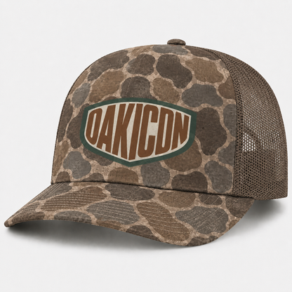 Oakicon Duck Hunter Personalized Name Camo Trucker Hat, Oakicon Camo Trucker Hat