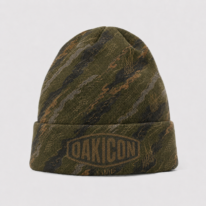 Oakicon Dark Olive Brush Personalized Name Camo Cuffed Beanie, Oakicon Camo Cuffed Beanie