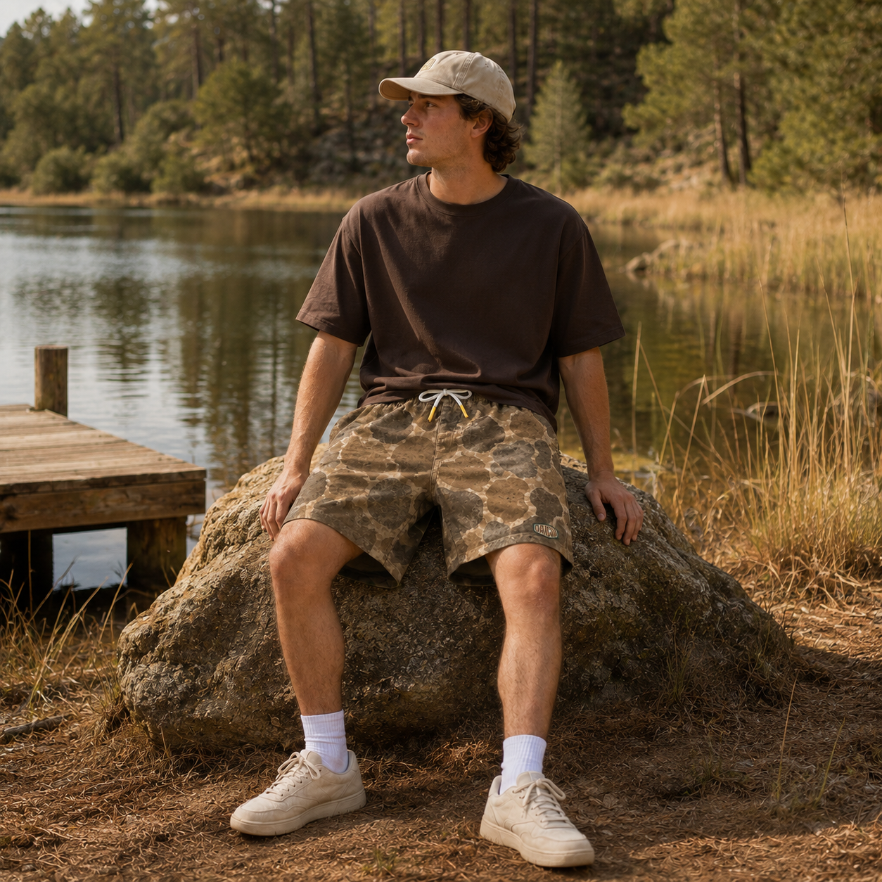 Oakicon Duck Hunter Personalized Name Camo Swim Trunks, Oakicon Camo Swim Trunks