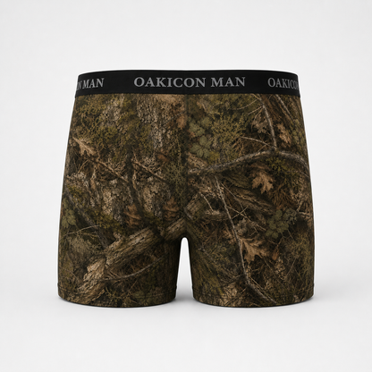 Oakicon Realistic Forest Personalized Name Camo Boxer Briefs, Oakicon Camo Boxer Briefs