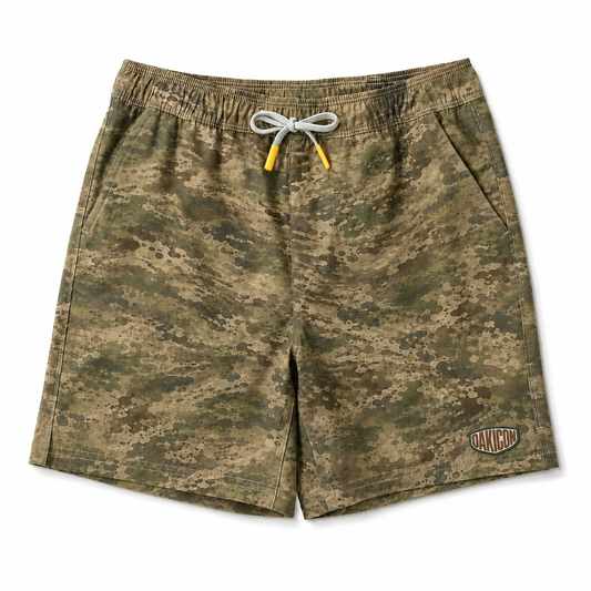 Oakicon Light Olive Brush Personalized Name Camo Swim Trunks, Oakicon Camo Swim Trunks