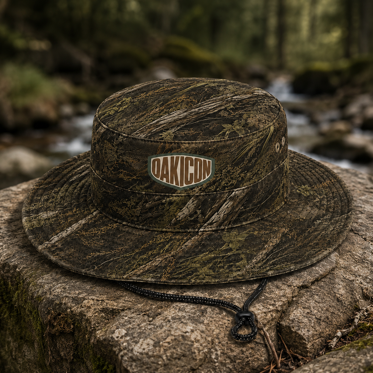 Oakicon Realistic Forest Personalized Name Camo Bucket Hat, Oakicon Camo Bucket Hat