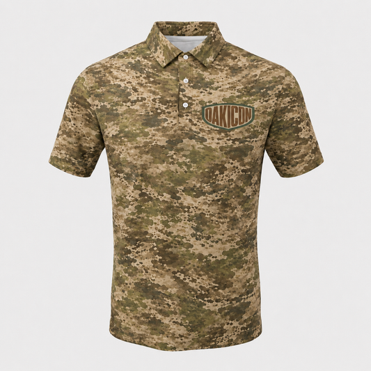 Oakicon Light Olive Brush Personalized Name Camo Polo Shirt, Oakicon Camo Polo Shirt