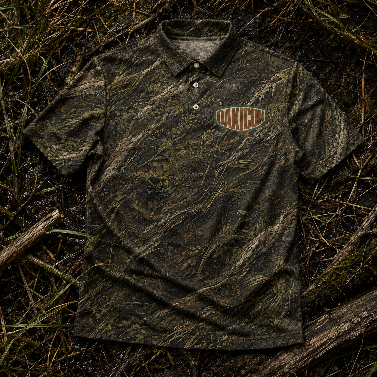 Oakicon Dark Marsh Personalized Name Camo Polo Shirt, Oakicon Camo Polo Shirt