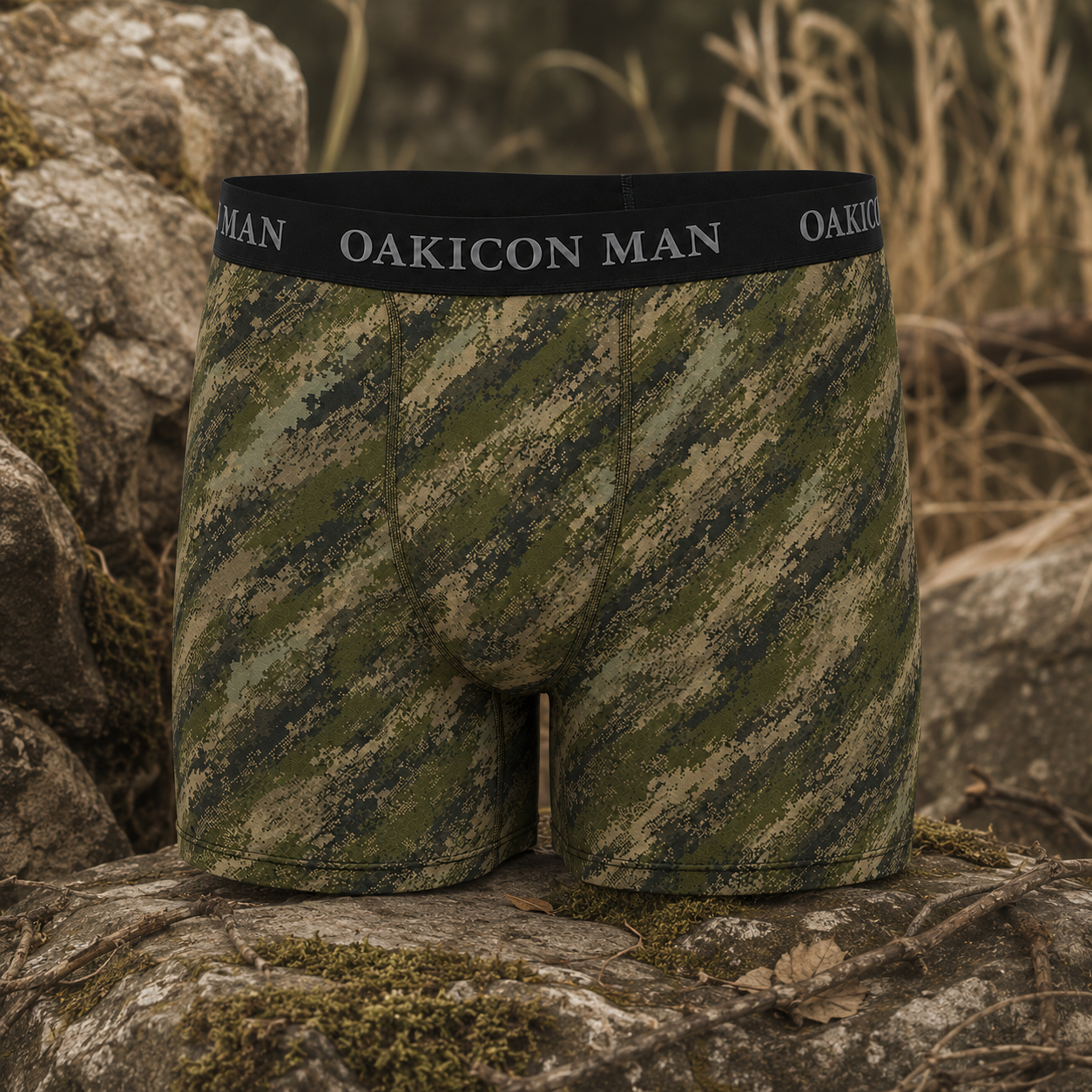 Oakicon Digital Woodland Personalized Name Camo Boxer Briefs, Oakicon Camo Boxer Briefs