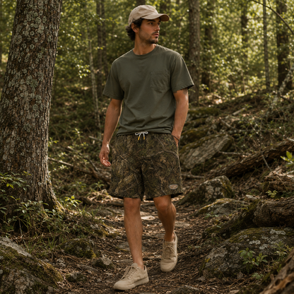 Oakicon Dark Marsh Personalized Name Camo Swim Trunks, Oakicon Camo Swim Trunks
