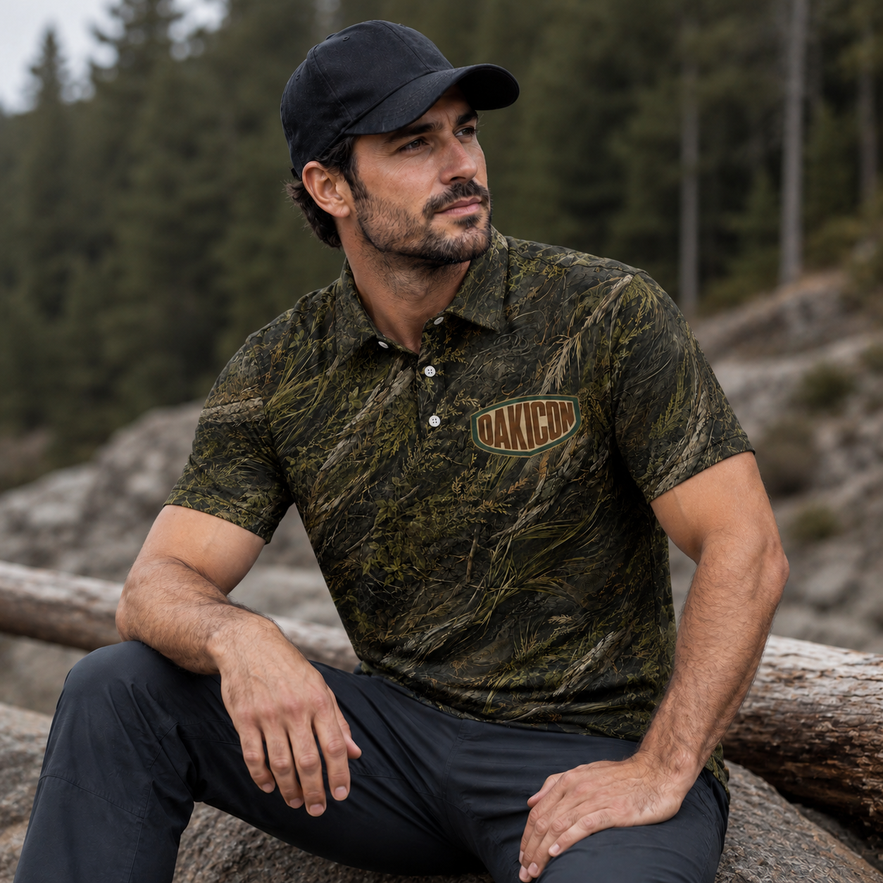 Oakicon Dark Marsh Personalized Name Camo Polo Shirt, Oakicon Camo Polo Shirt