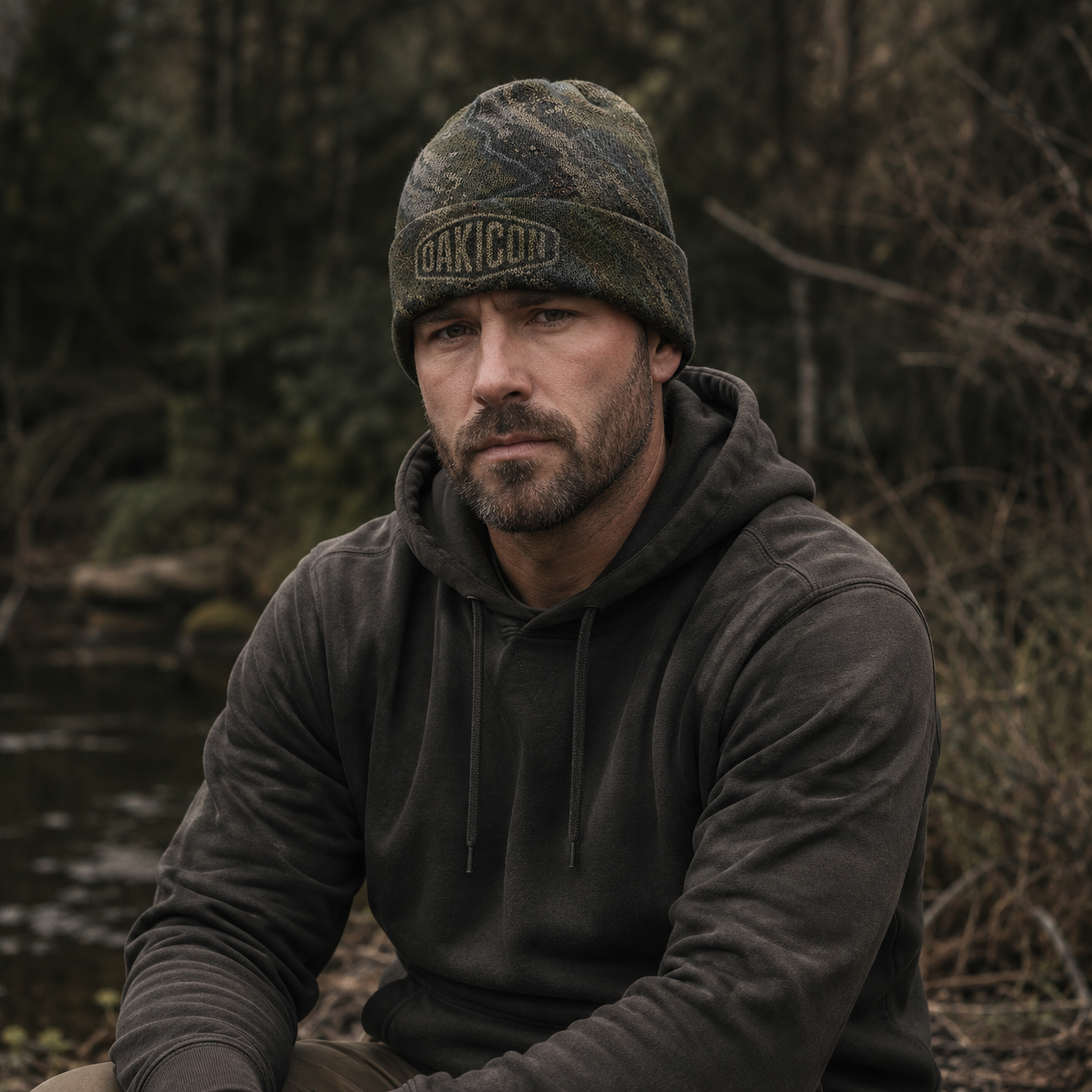 Oakicon Dark Forest Personalized Name Camo Cuffed Beanie, Oakicon Camo Cuffed Beanie