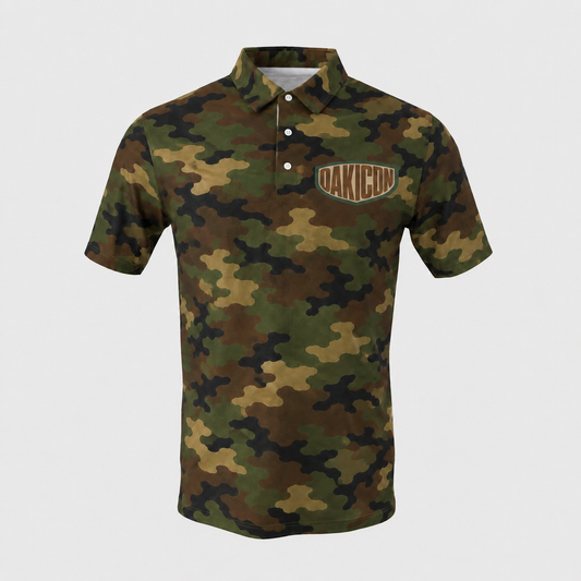 Oakicon Classic Woodland Personalized Name Camo Polo Shirt, Oakicon Camo Polo Shirt