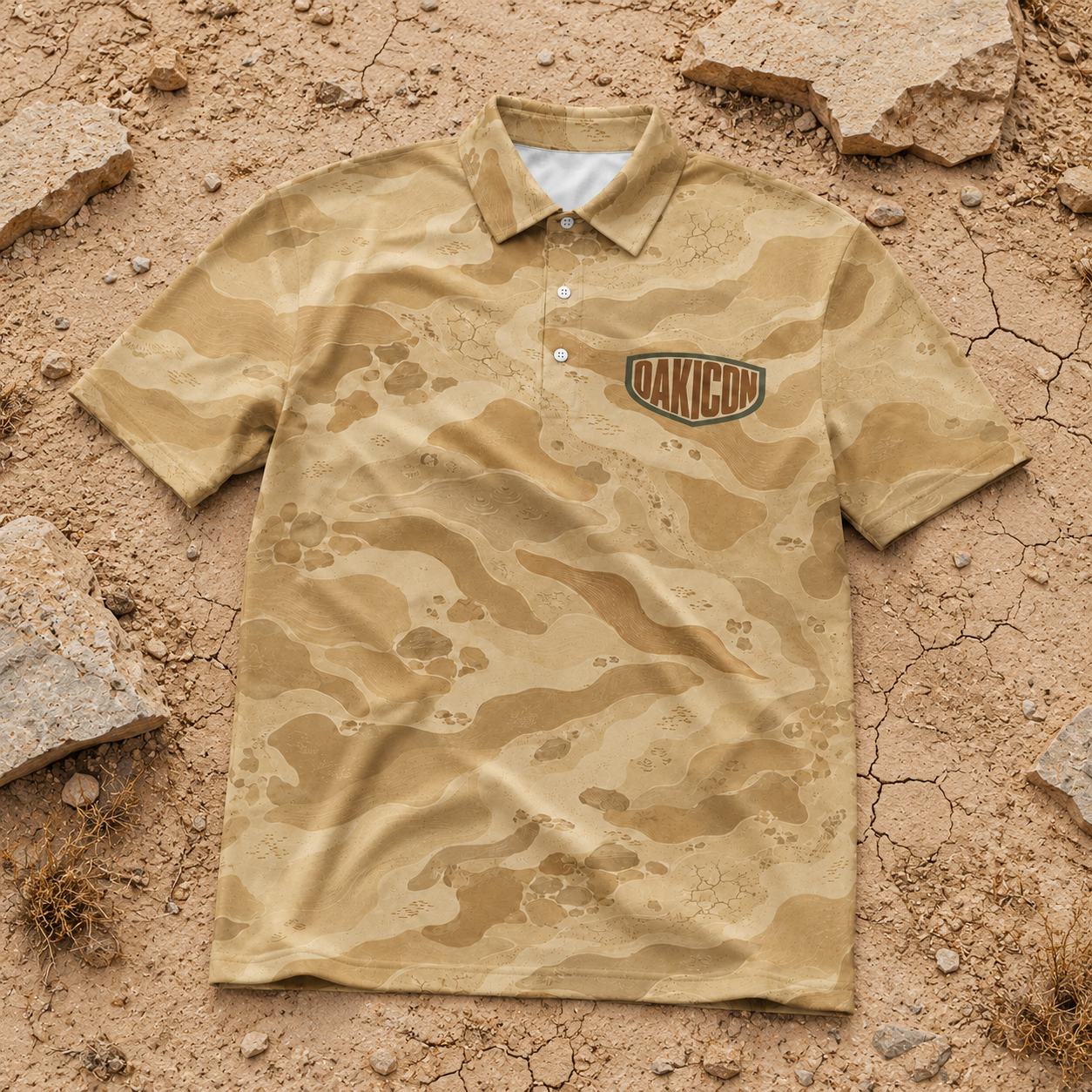 Oakicon Desert Sand Personalized Name Camo Polo Shirt, Oakicon Camo Polo Shirt