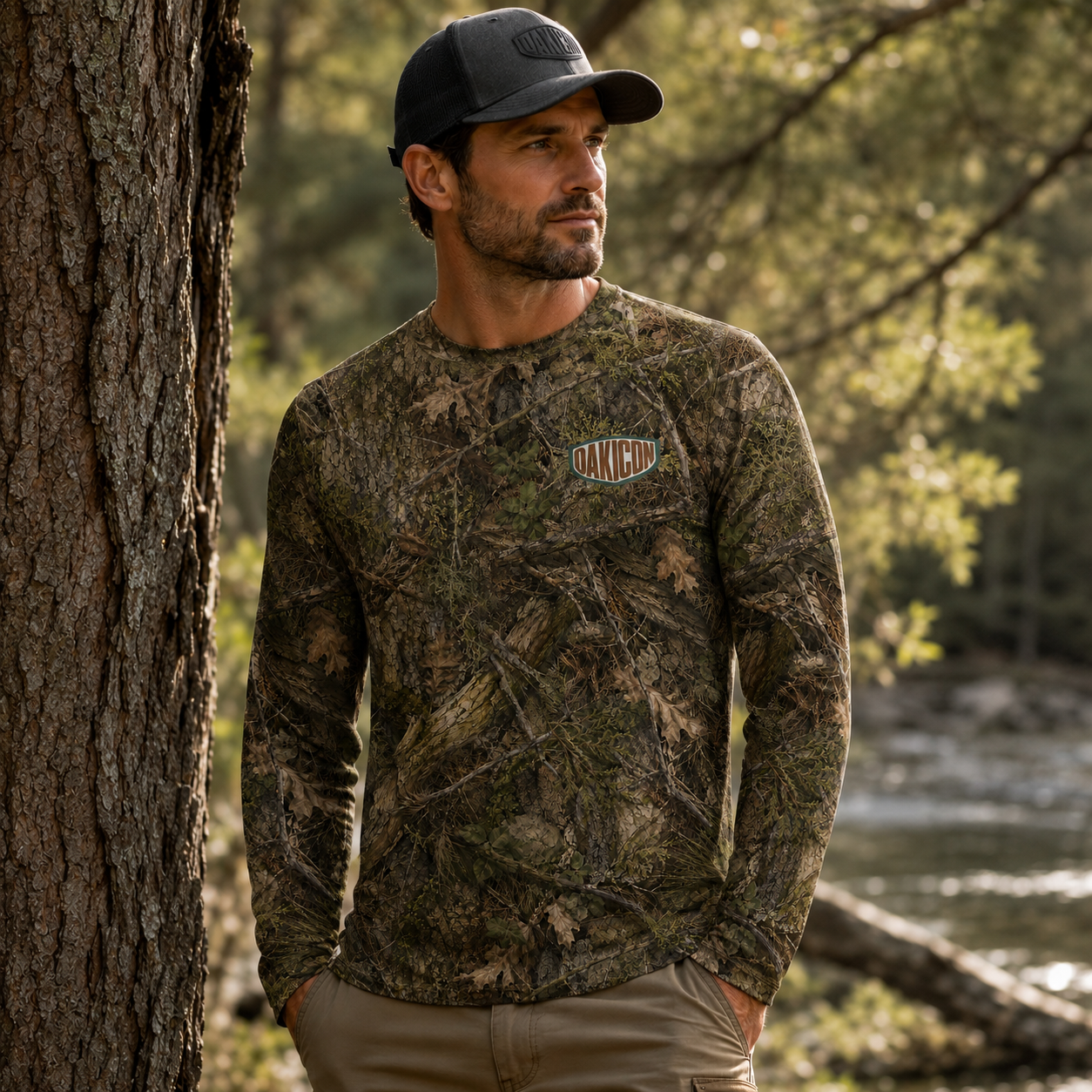 Oakicon Realistic Forest Personalized Name Camo Long-sleeve, Oakicon Camo Long-sleeve