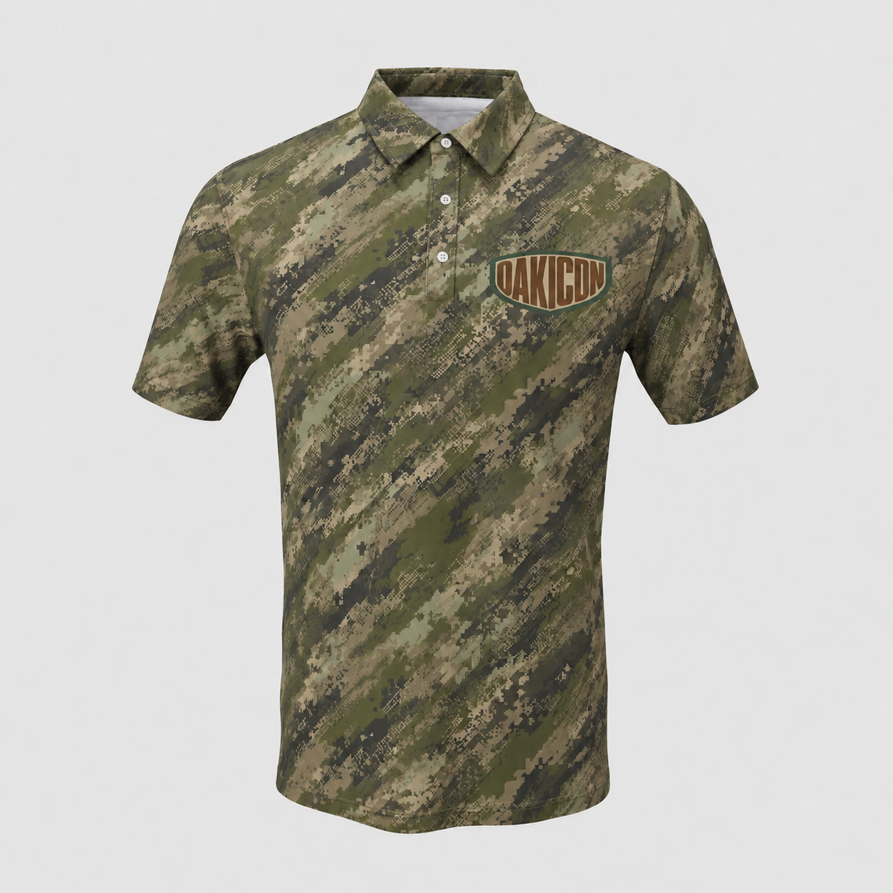 Oakicon Digital Woodland Personalized Name Camo Polo Shirt, Oakicon Camo Polo Shirt