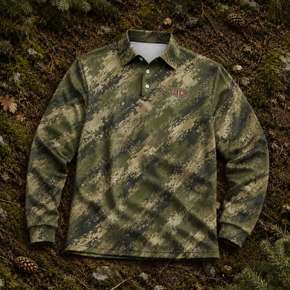 Oakicon  Digital Woodland Personalized Name Camo Polo Long-sleeve, Oakicon Camo Polo Long-sleeve