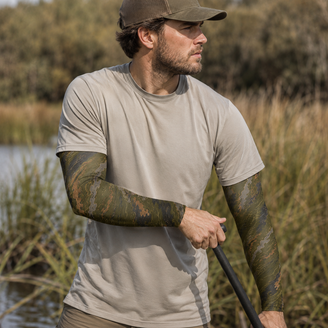 Oakicon Dark Olive Brush Personalized Name Camo Temporary Sleeve, Oakicon Camo Temporary Sleeve
