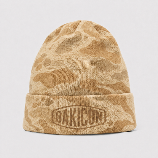 Oakicon Desert Sand Personalized Name Camo Cuffed Beanie, Oakicon Camo Cuffed Beanie