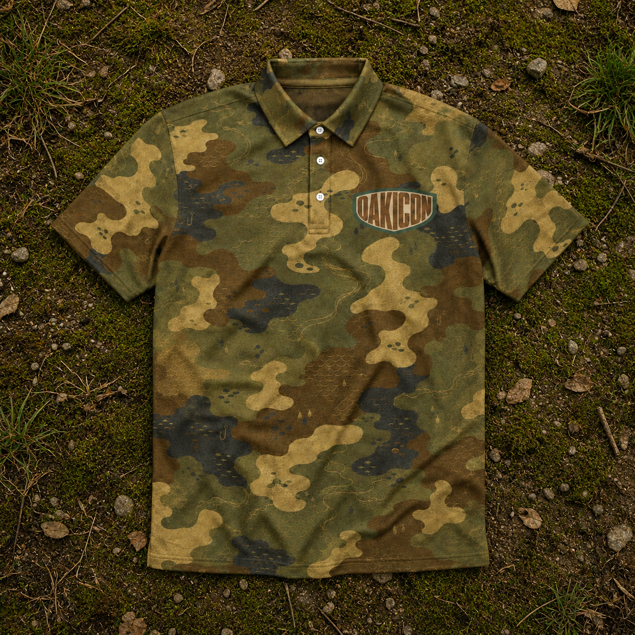 Oakicon Dark Frogskin Personalized Name Camo Polo Shirt, Oakicon Camo Polo Shirt