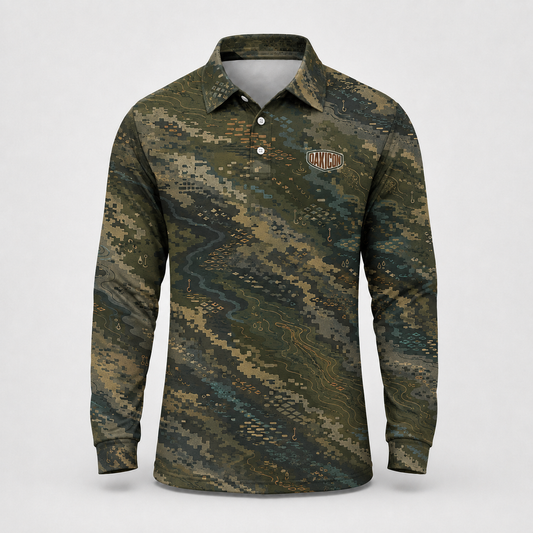 Oakicon Dark Forest Personalized Name Camo Polo Long-sleeve, Oakicon Camo Polo Long-sleeve