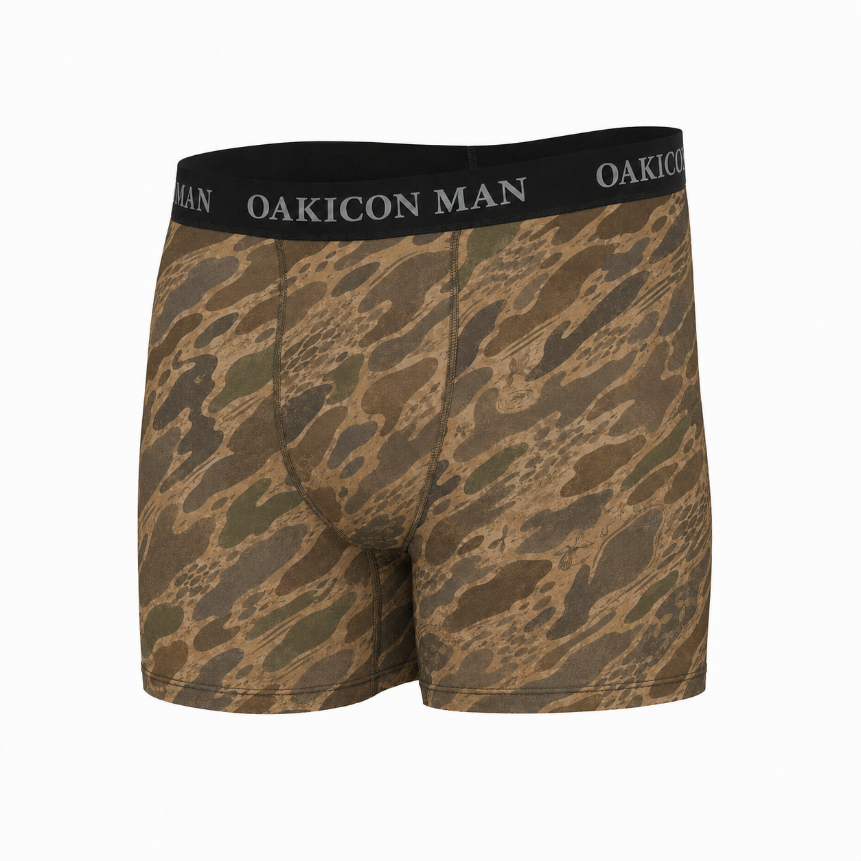 Oakicon Khaki Woodland Personalized Name Camo Boxer Briefs, Oakicon Camo Boxer Briefs
