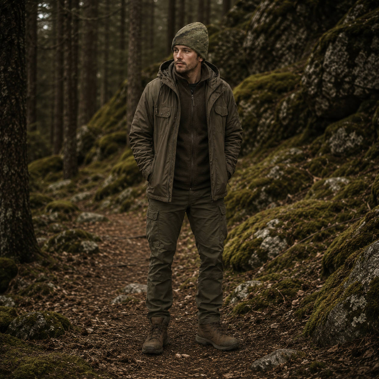 Oakicon Digital Woodland Personalized Name Camo Cuffed Beanie, Oakicon Camo Cuffed Beanie