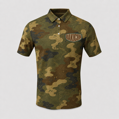 Oakicon Dark Frogskin Personalized Name Camo Polo Shirt, Oakicon Camo Polo Shirt