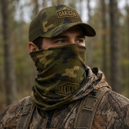 Oakicon Dark Frogskin Personalized Name Camo Neck Gaiter, Oakicon Camo Neck Gaiter