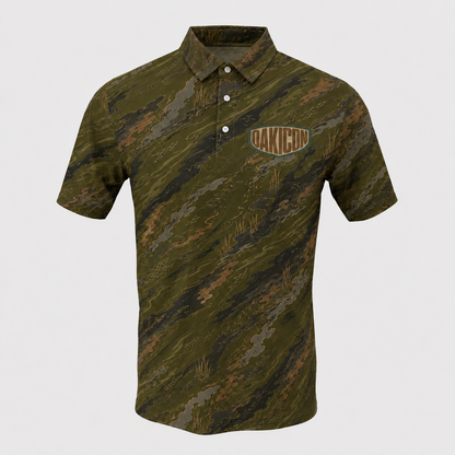 Oakicon Dark Olive Brush Personalized Name Camo Polo Shirt, Oakicon Camo Polo Shirt
