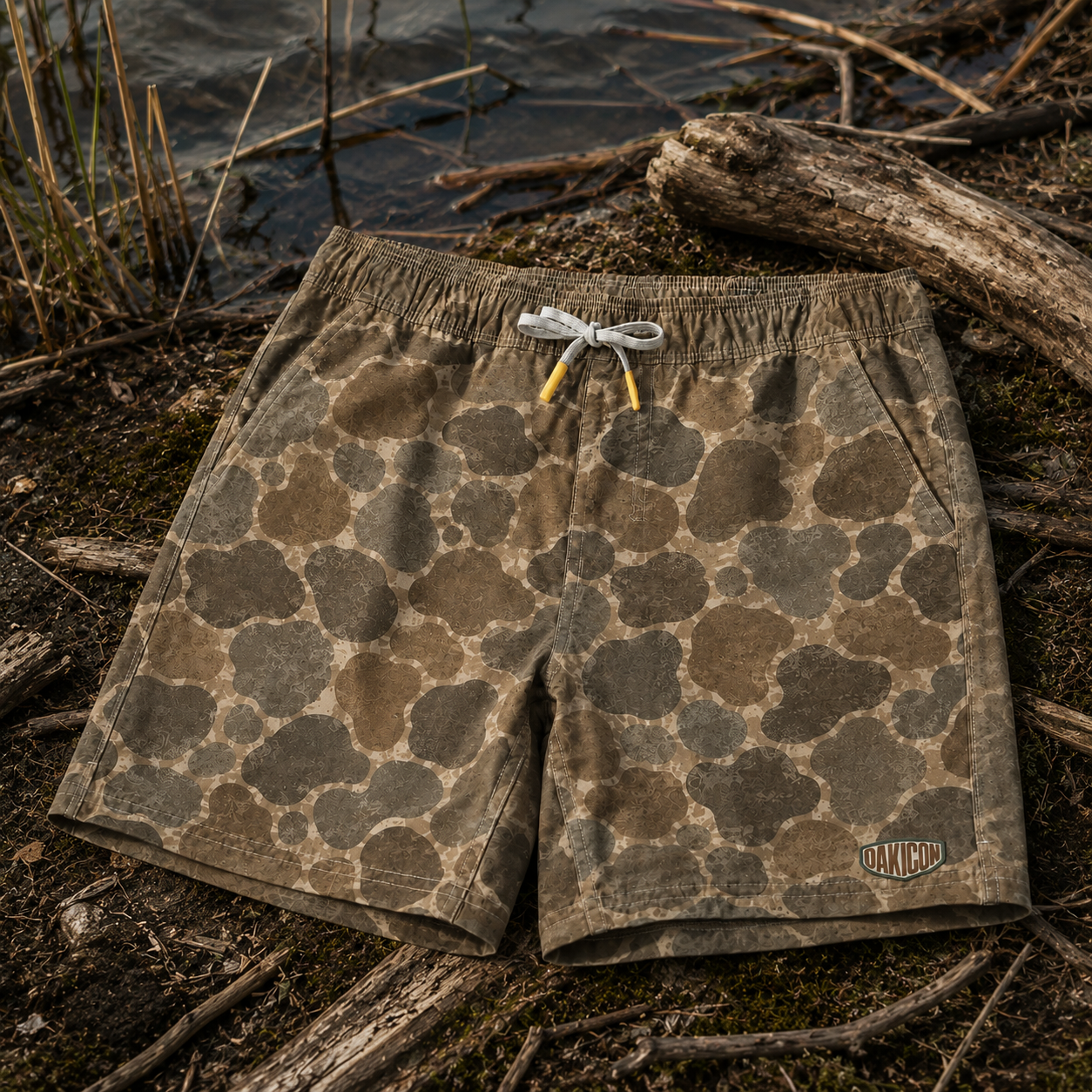 Oakicon Duck Hunter Personalized Name Camo Swim Trunks, Oakicon Camo Swim Trunks