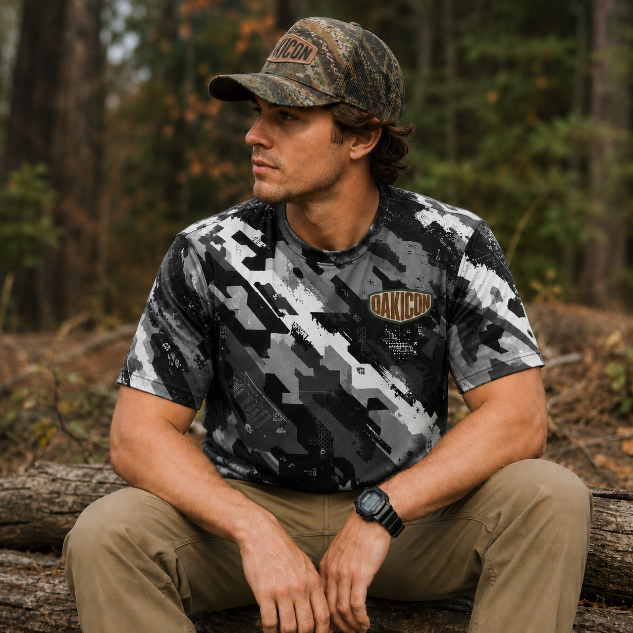 Oakicon Urban Digital Brush Personalized Name Camo T-Shirt, Oakicon Camo T-Shirt