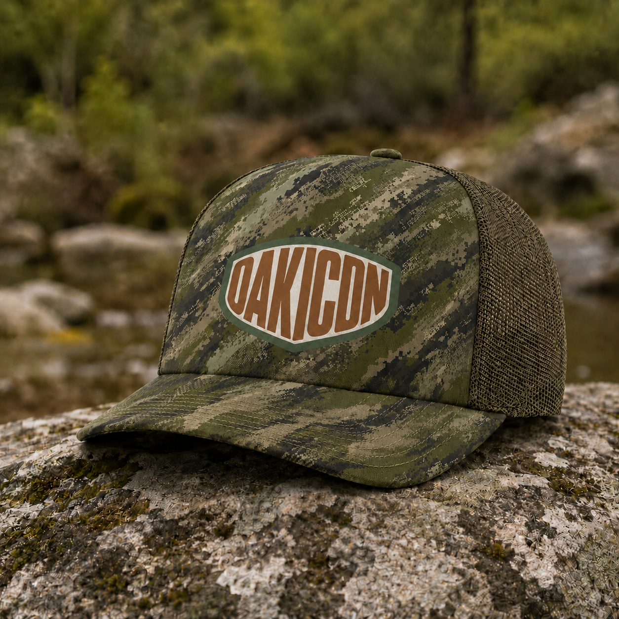 Oakicon Digital Woodland Personalized Name Camo Trucker Hat, Oakicon Camo Trucker Hat