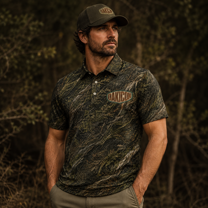 Oakicon Dark Marsh Personalized Name Camo Polo Shirt, Oakicon Camo Polo Shirt