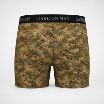 Oakicon Light Olive Brush Personalized Name Camo Boxer Briefs, Oakicon Camo Boxer Briefs