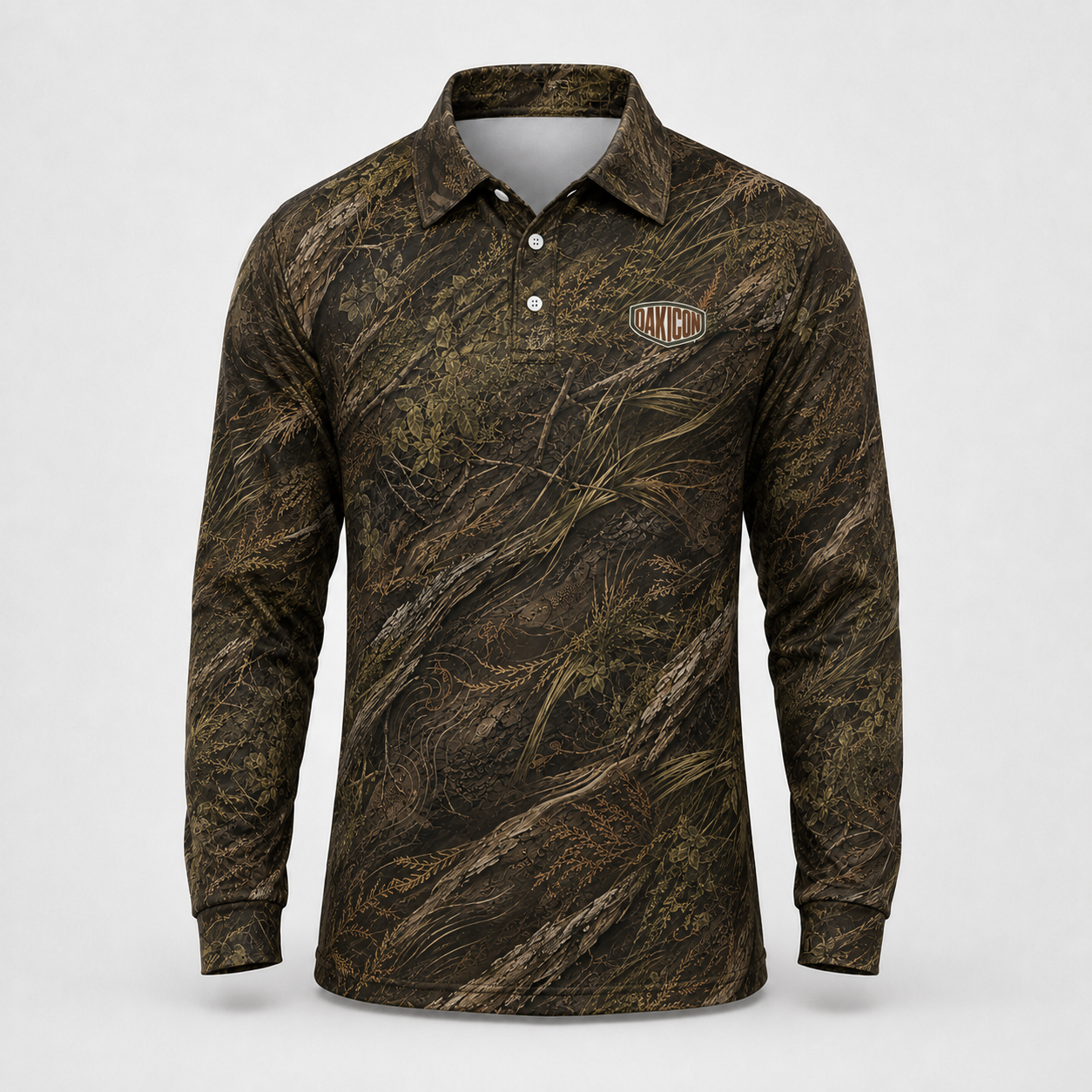 Oakicon Dark Marsh Personalized Name Camo Polo Long-sleeve, Oakicon Camo Polo Long-sleeve