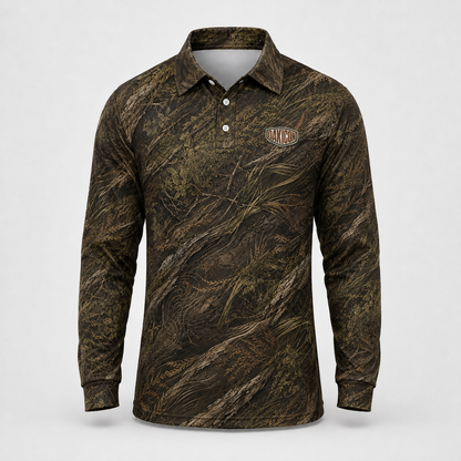 Oakicon Dark Marsh Personalized Name Camo Polo Long-sleeve, Oakicon Camo Polo Long-sleeve